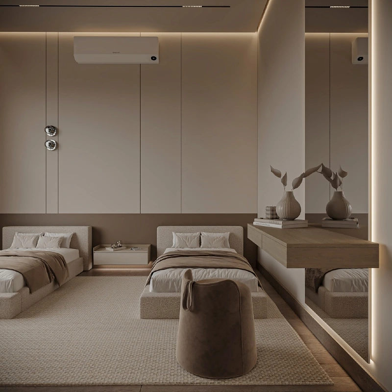 Dual Beds and Floating Console Architecture