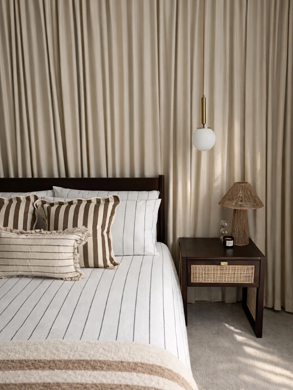 Floor to Ceiling Drapery and Tailored Stripes