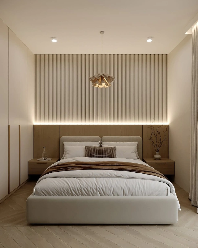 Wood Slat Paneling and Hidden LED Glow