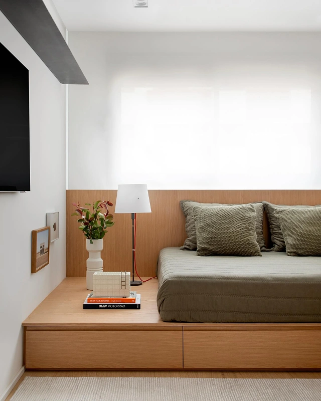 Custom Wood Platform Bed with Built In Storage
