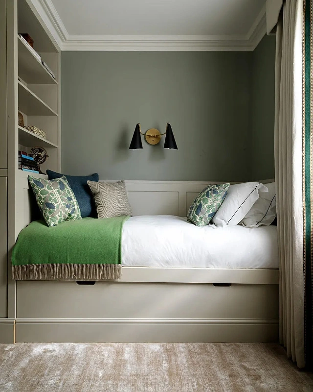Recessed Daybed with Built-In Shelving