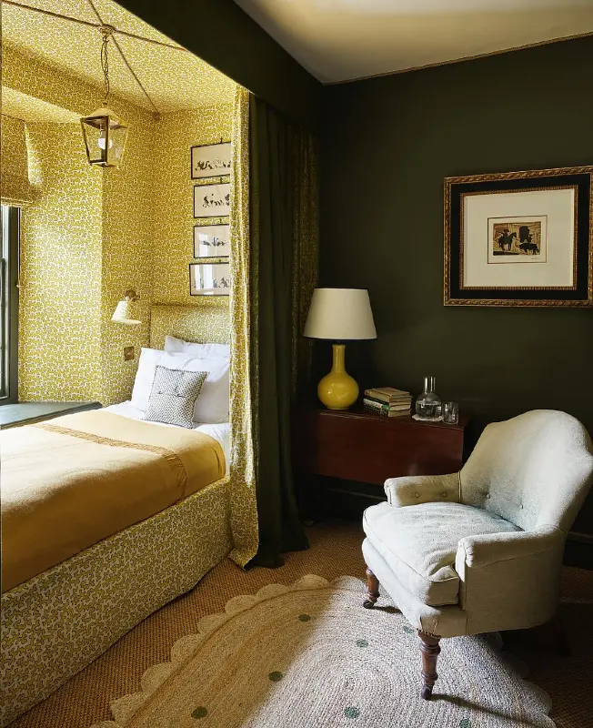 Fabric-Enclosed Canopy Alcove Bed