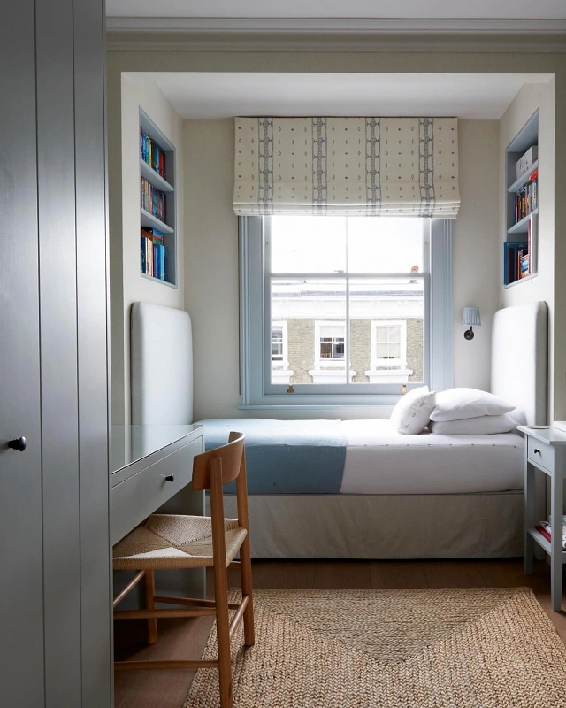 Symmetric Alcove Bed with Built-In Nook Shelving