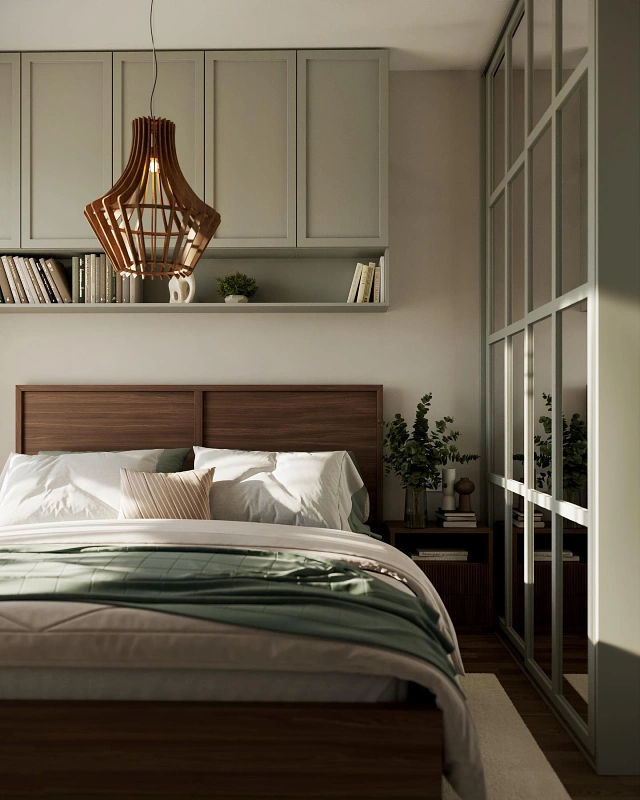 Over-Bed Storage Cabinets with Glass Partition Wall