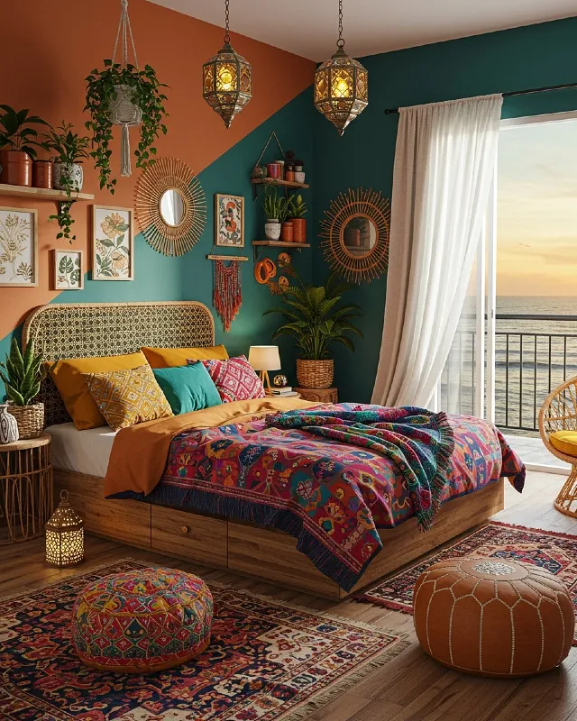Teal and Terracotta Color Block