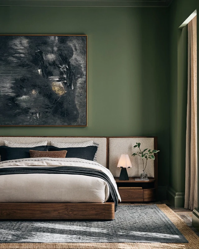 Extended Headboard with Integrated Bedside Tables