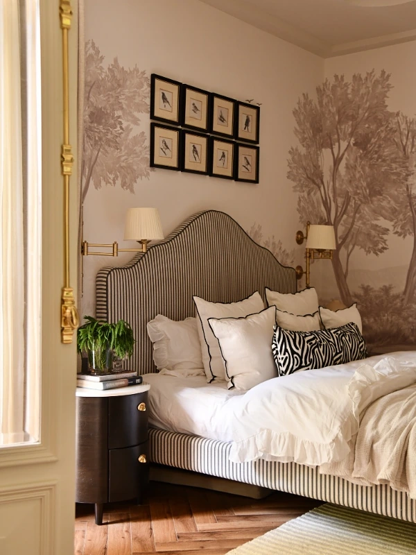 Custom Curved Striped Headboard