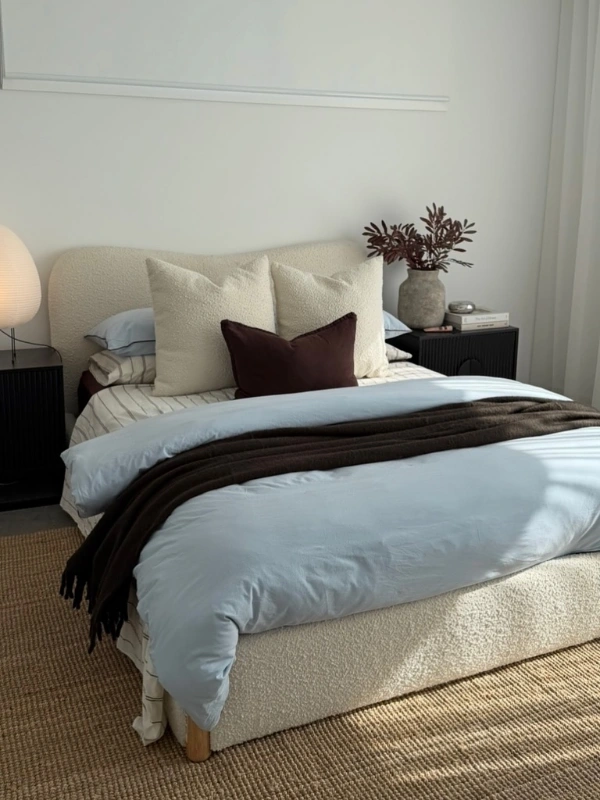 Bouclé Bed Frame and Soft Contrast