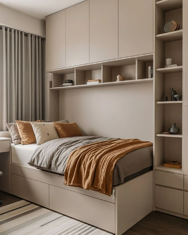 Integrated Platform Bed with Surround Cabinetry