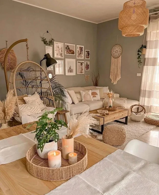 Earthy Sage Hanging Chair Retreat