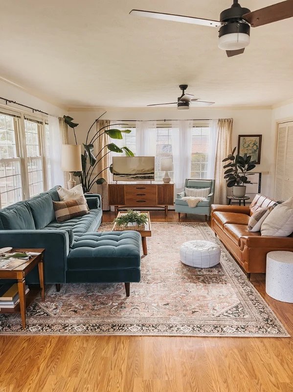 Midcentury Velvet Living Room