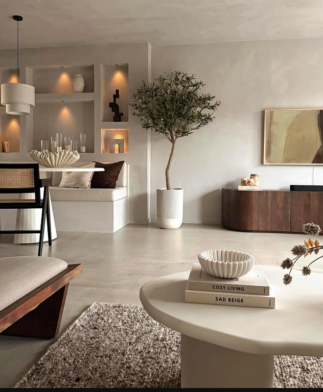Integrated Wall Niches with Warm Lighting