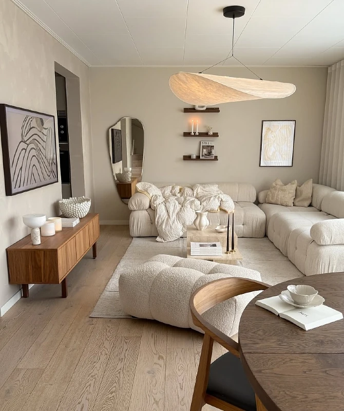 Sunlit Corner with a Curved Sherpa Lounge Chair