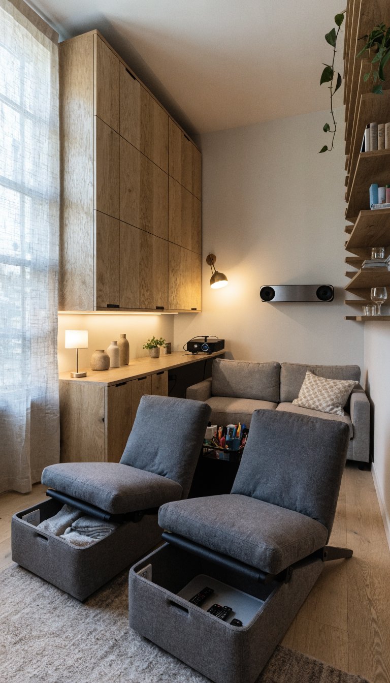 Convertible Micro-Loft With Murphy Console and Fold-Out Seating