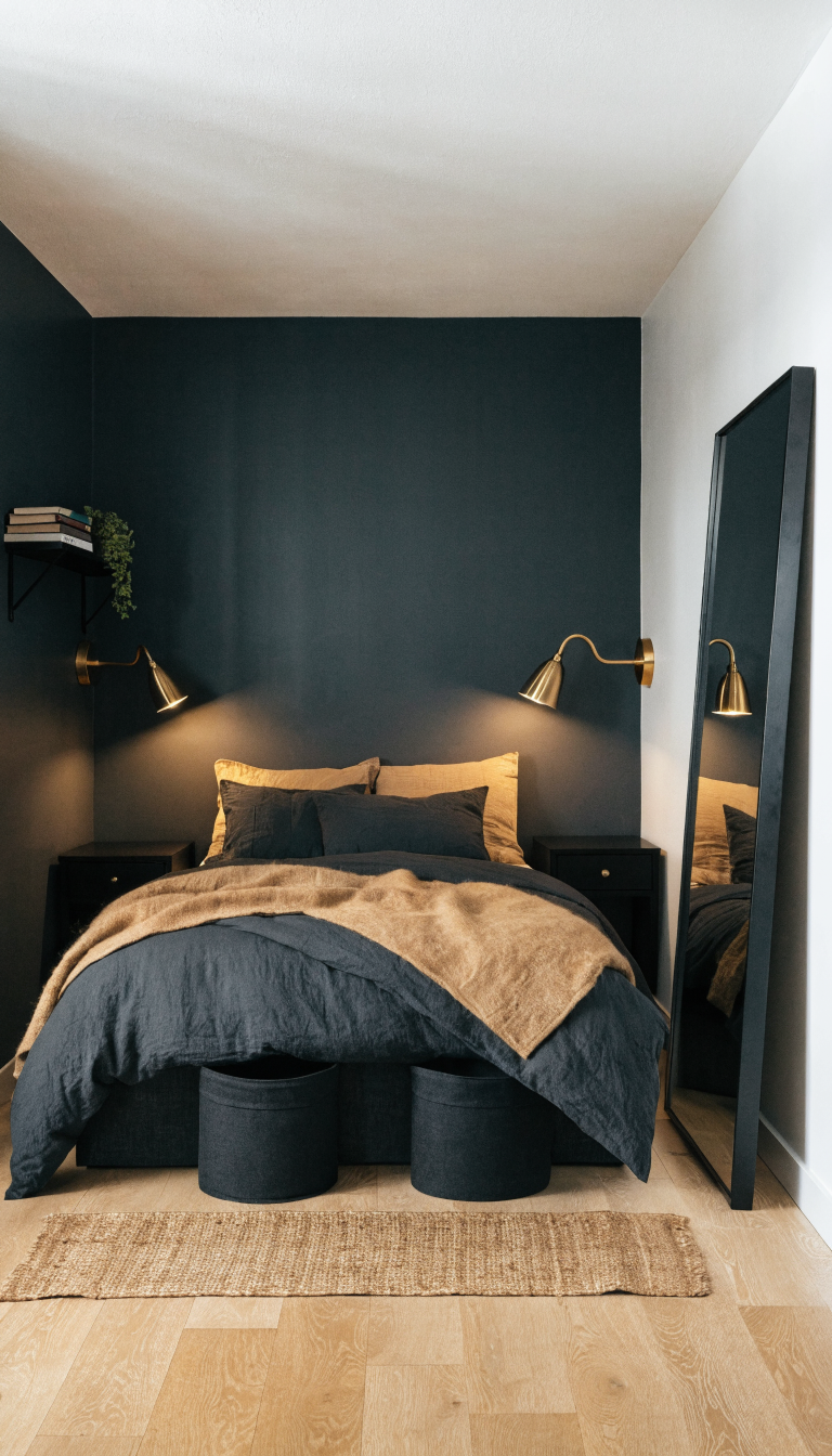 Moody Charcoal Retreat With Brass Spark
