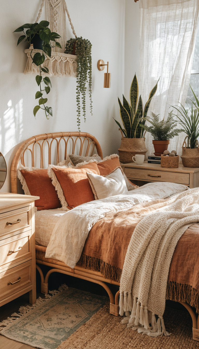 4. Boho Earth-Tone Retreat With Layered Textures