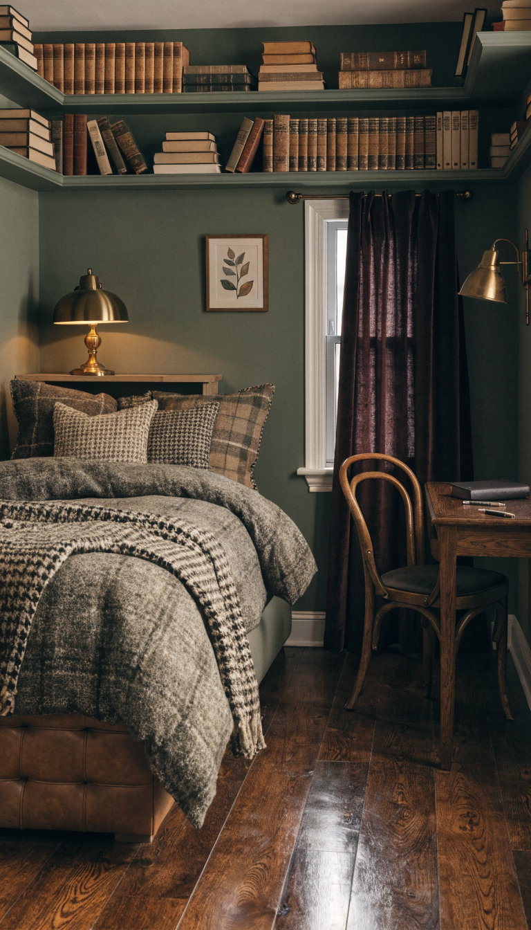 7. Dark Academia Book Nook With Vintage Drama