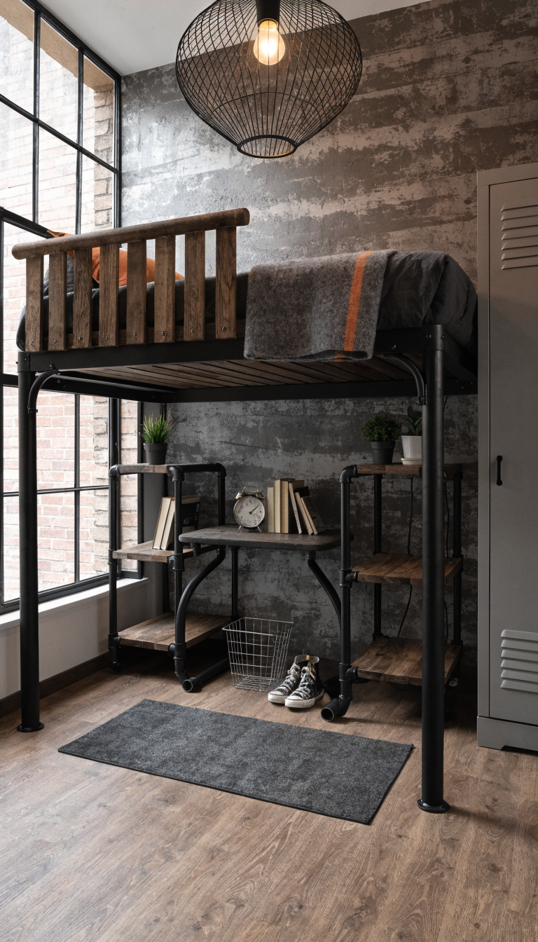 9. Industrial Micro Loft With Metal Accents