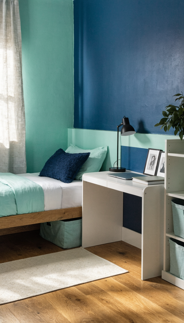 14. Color-Blocked Corner With Built-In Personality