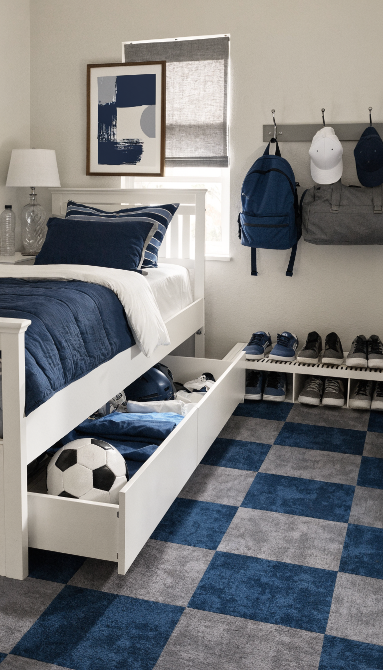 16. Athletic Gear Drop Zone With Under-Bed Solutions
