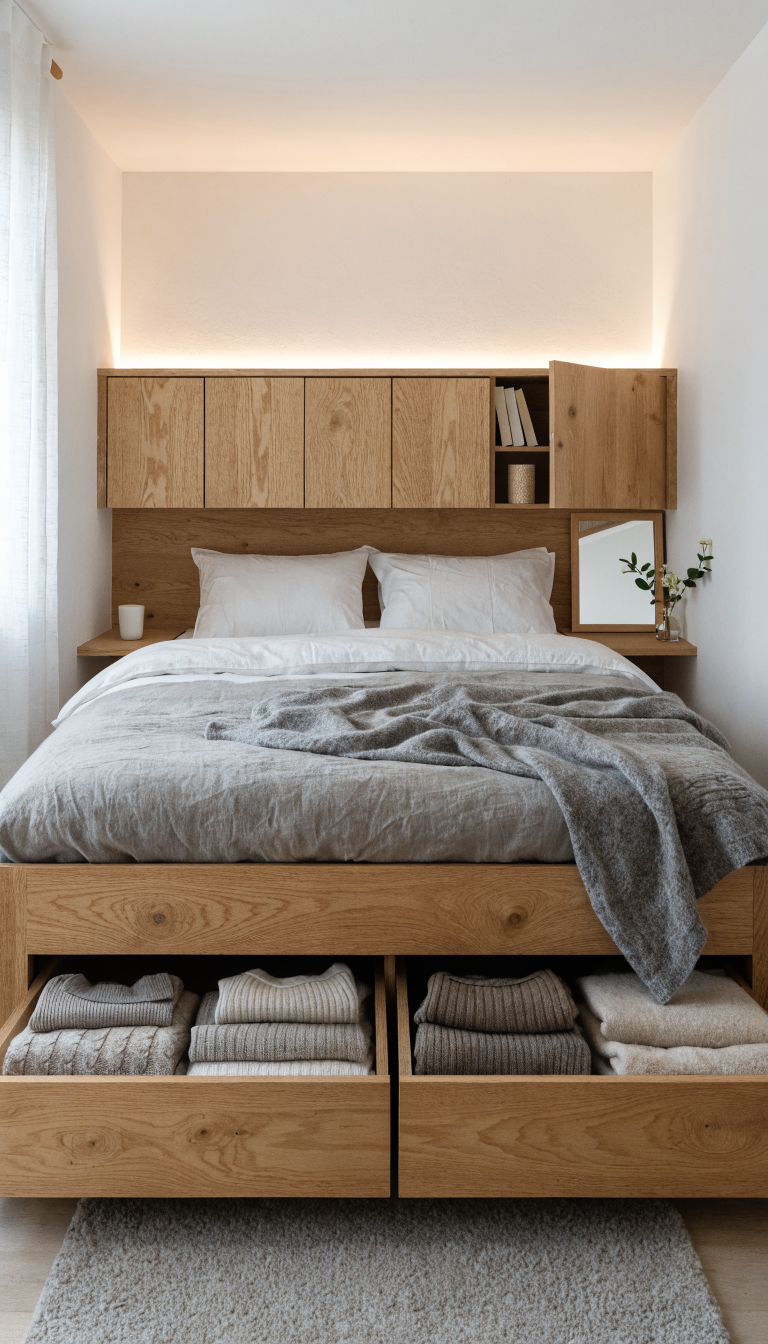 1. Serene Scandi Nook With Hidden Bed Drawers