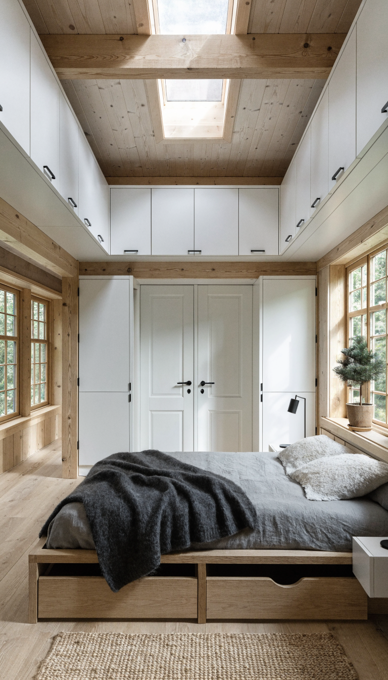 17. Scandinavian Cabin Loft With Over-Door Cabinets