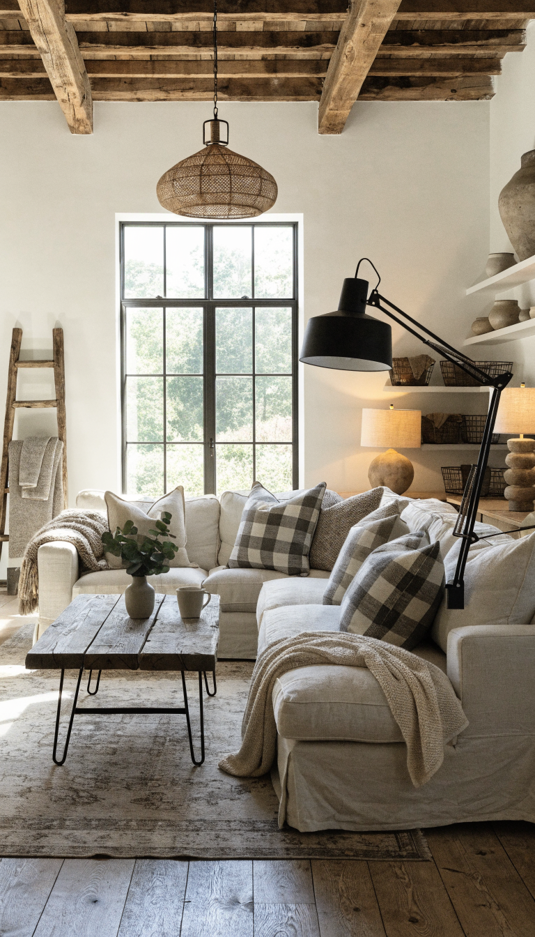 8. Rustic Farmhouse With Soft Industrial Touches