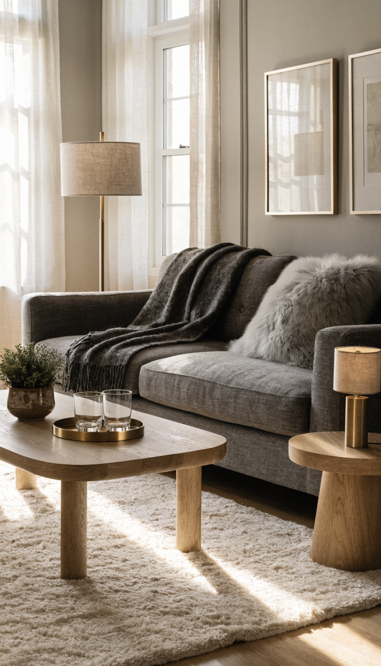10. Layered Cozy Gray With Soft Metallics