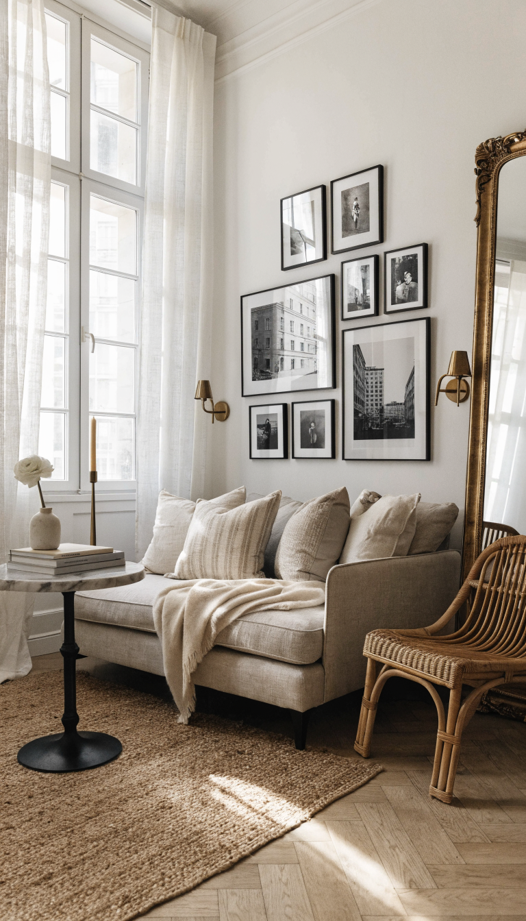 12. Parisian-Inspired Small Space Chic